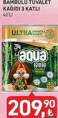 AQUA BAMBULU TUVALET KAĞIDI 3 KATLI 40'LI AQUA BAMBULU TUVALET KAĞIDI 3 KATLI 40'LI